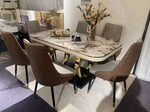 Salle à Manger — Marbre Gris & Anneau Doré