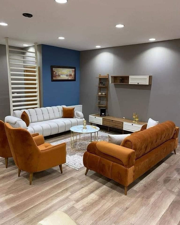 Salon Cuir Surpiqûres Blanches