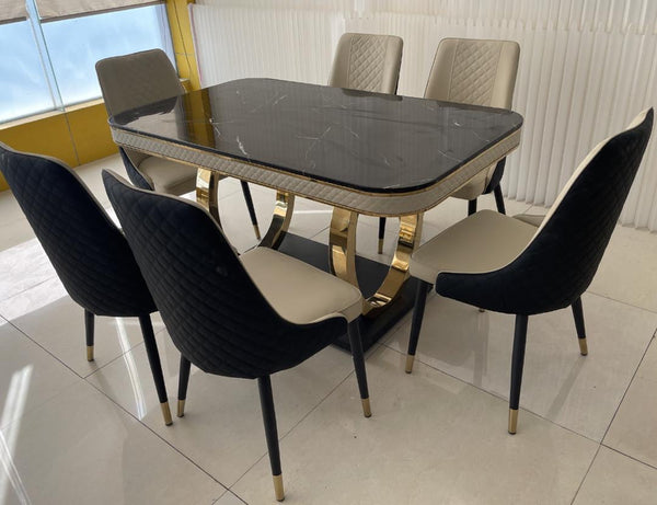 Salle à Manger — Marbre Blanc & Anneau Doré